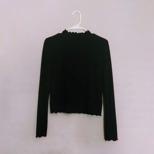 Black Forever 21 Lettuce Hem Turtleneck